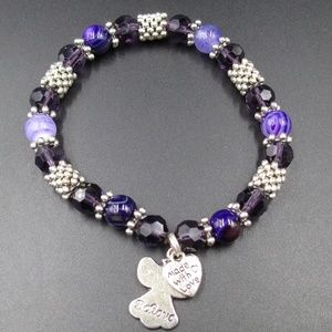 Plastic & Glass Beads Made With Love  Bracelet